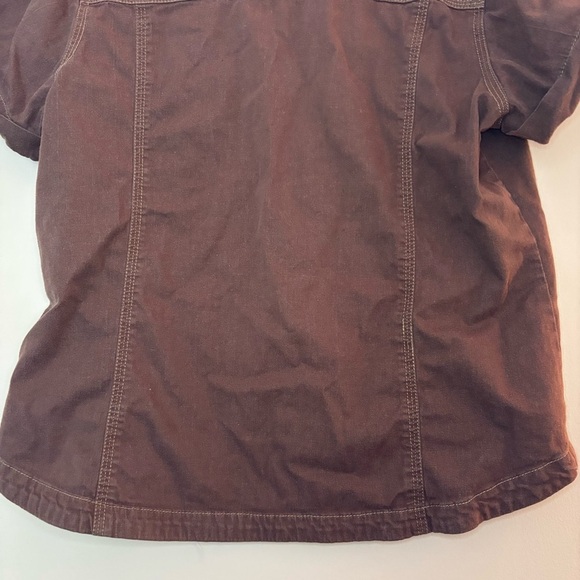 Denim & Co. Women’s Brown Button-Front Utility Shirt Size L - Picture 7 of 8